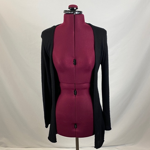 Black Open Front 100% Cashmere Cardigan - Picture 3 of 5